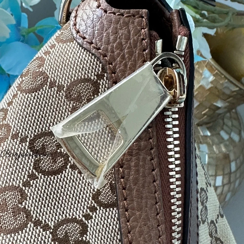 Gucci Tan and Brown Monogram Shoulder Bag